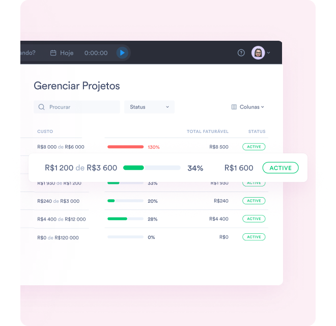 gerenciar projetos timesheet